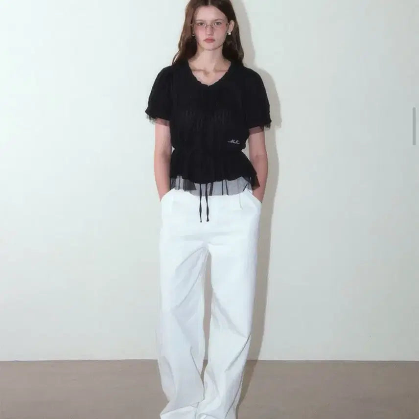 [BUNJANG] House of Pond Black Layered Blouse / 하우스오브폰드 새상품 반팔블라우스 블랙블라우스 반팔원피스