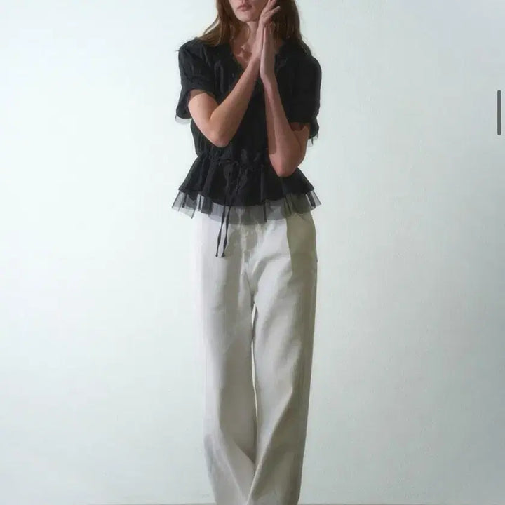 [BUNJANG] House of Pond Black Layered Blouse / 하우스오브폰드 새상품 반팔블라우스 블랙블라우스 반팔원피스