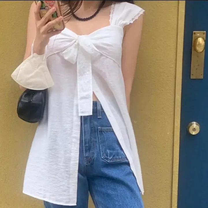 [BUNJANG] Half Months Flutter Blouse (Long Version) / (새상품) 하프먼스 플러터 블라우스 (롱 ver.) 휴양지,바캉스룩
