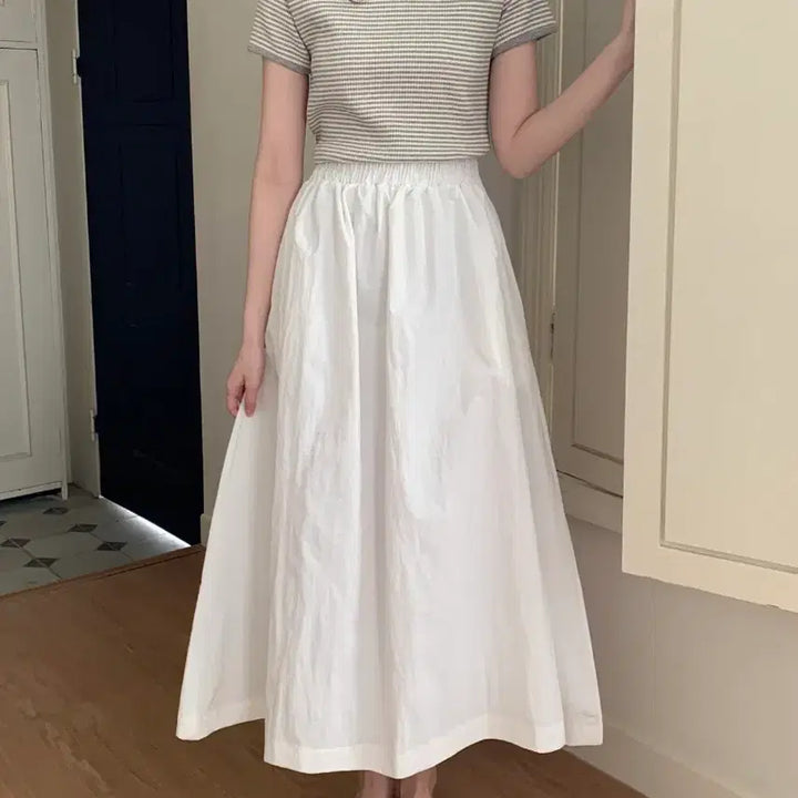 [BUNJANG] A-Line High-Waist Long Bar-Sak Skirt / 대전 여성의류 a라인 하이웨스트 롱바스락스커트