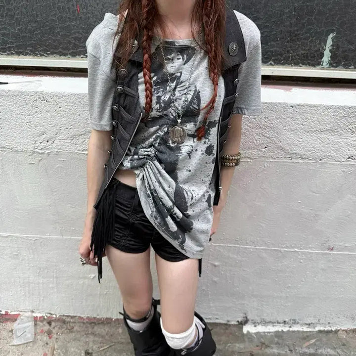 [BUNJANG] Testmechanism Doublepunch Gray Vintage T-shirt / 테스트메커니즘 더블펀치 doublepunch 티셔츠 그레이 빈티지 아캄
