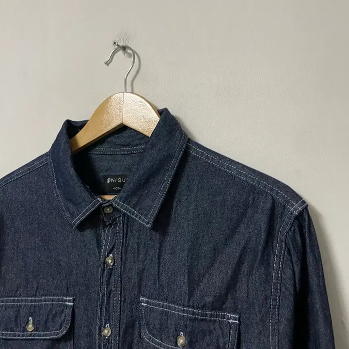 [SOLD OUT] 100-105 UNIQUE 아메카지 데님 셔츠 청남방 정품