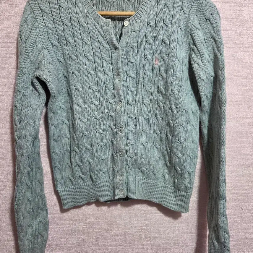 [SOLD OUT] 랄프로렌 케이블 니트 가디건 하늘색