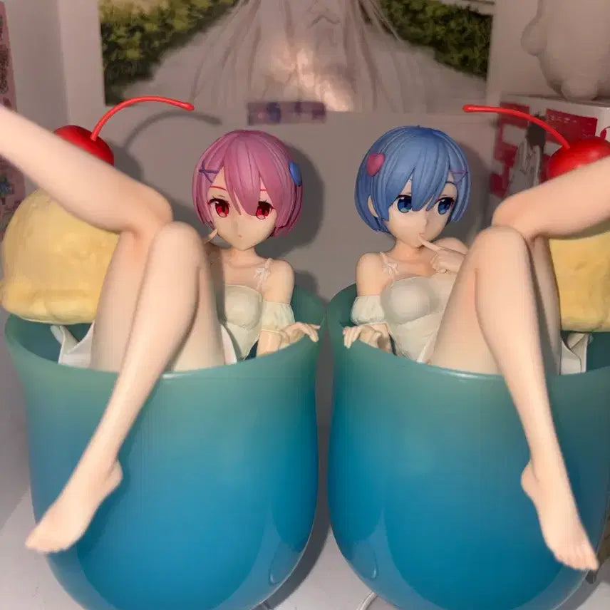 [BUNJANG] Re:Zero Rem &amp; Ram Cream Soda Figure Set / 리제로 렘람 크림소다 피규어