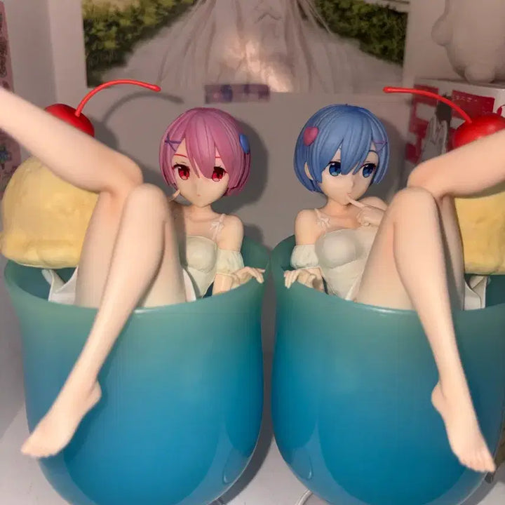 [BUNJANG] Re:Zero Rem &amp; Ram Cream Soda Figure Set / 리제로 렘람 크림소다 피규어