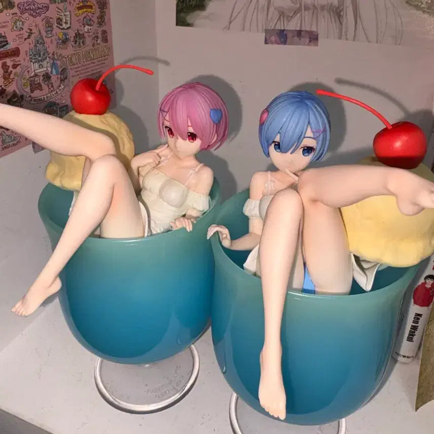 [BUNJANG] Re:Zero Rem &amp; Ram Cream Soda Figure Set / 리제로 렘람 크림소다 피규어