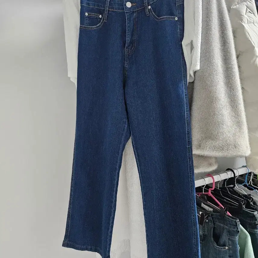 [BUNJANG] Denim Wide Jeans / 진청 데님 와이드 청바지