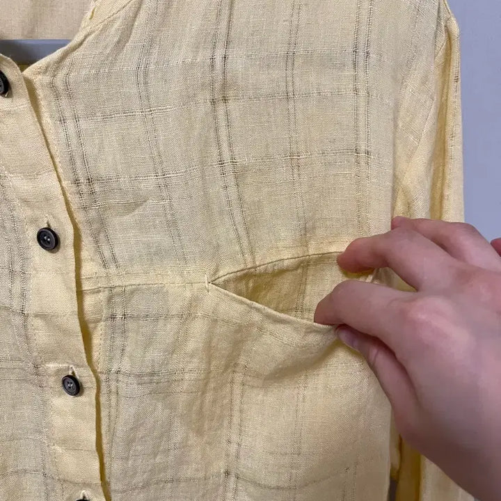 [BUNJANG] BOTTiCiLLI Yellow Linen Long Sleeve Shirt / 보티첼리 BOTTiCiLLI 옐로우 린넨 긴팔 셔츠(55)