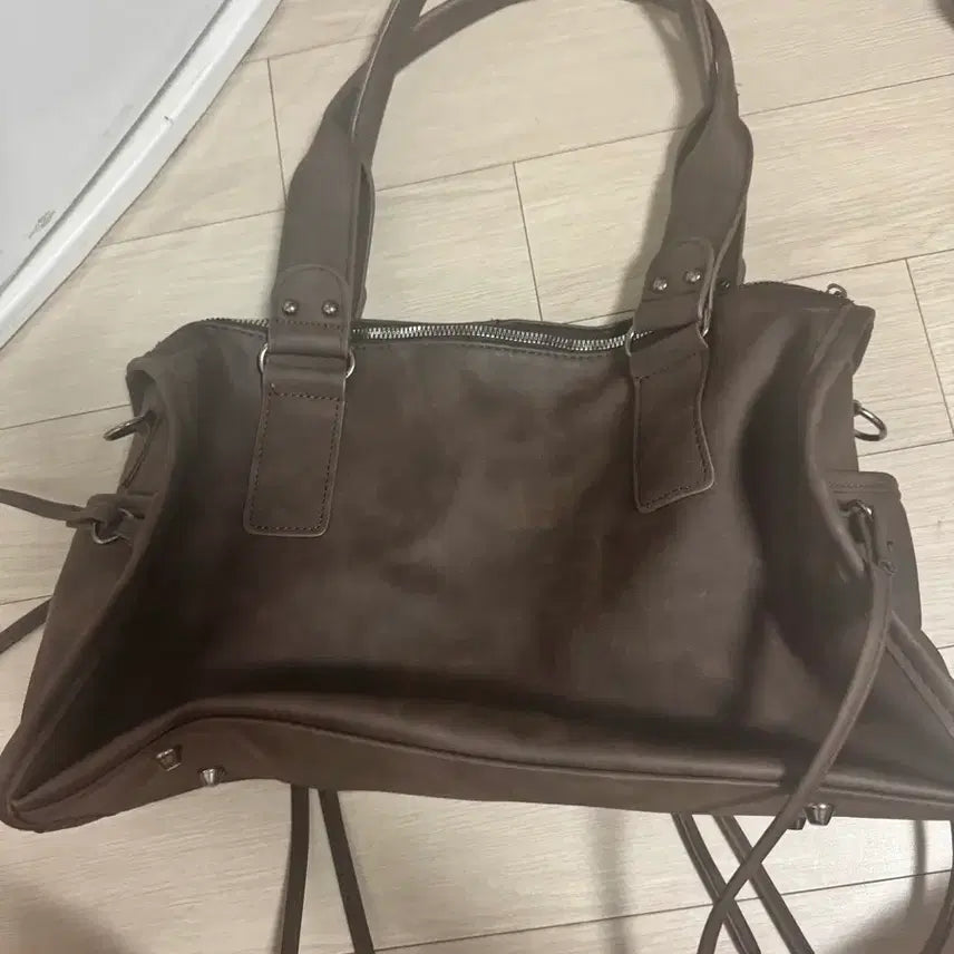 [BUNJANG] Modern Brown Leather Tote Shoulder Bag / 모던한 브라운 가방 레더 토트백 숄더백