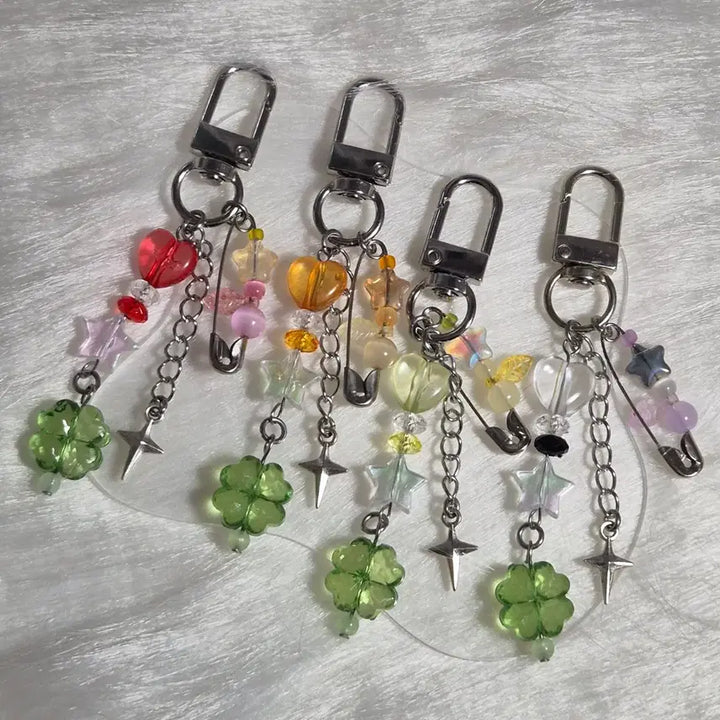 [BUNJANG] Heart Bead Charm Keychain / 하트핀키링 비즈키링