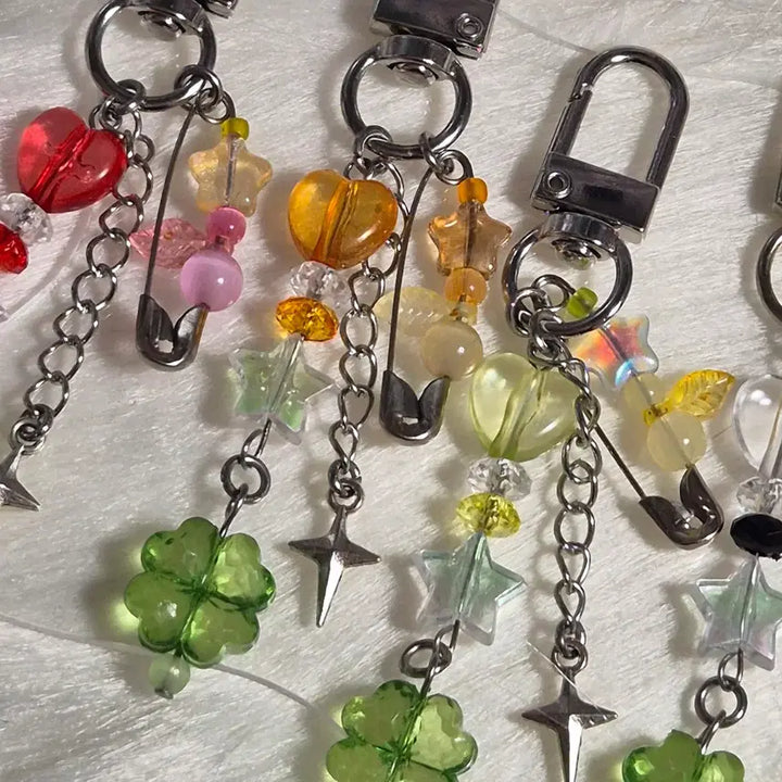 [BUNJANG] Heart Bead Charm Keychain / 하트핀키링 비즈키링