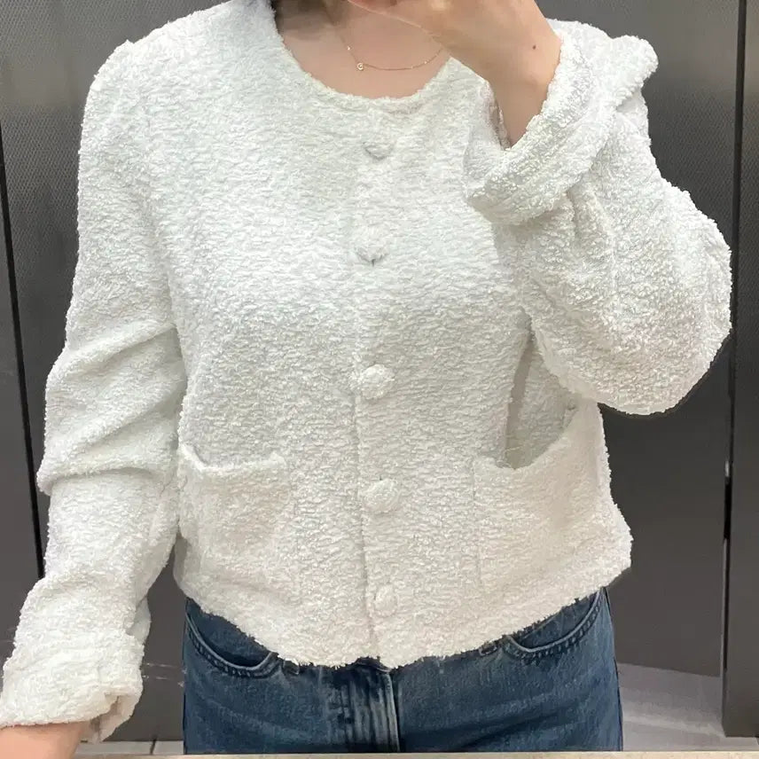 [BUNJANG] 8 Seconds Bouclé Cardigan-style Blouse (M) / 에잇세컨즈 부클 가디건형 블라우스 90(M)