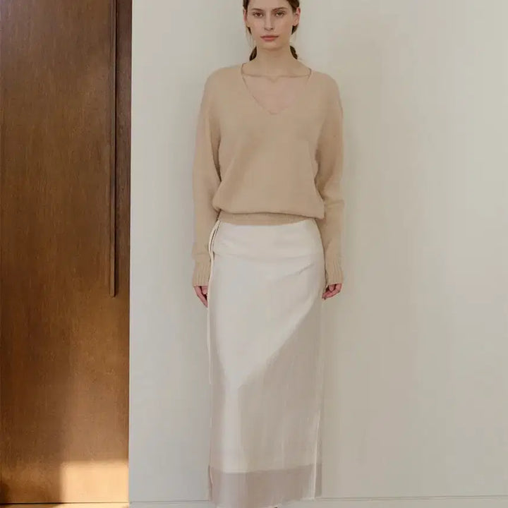 [BUNJANG] Kinder Salmon Freya Skirt Cream / 킨더살몬 우먼 프레야 스커트 크림