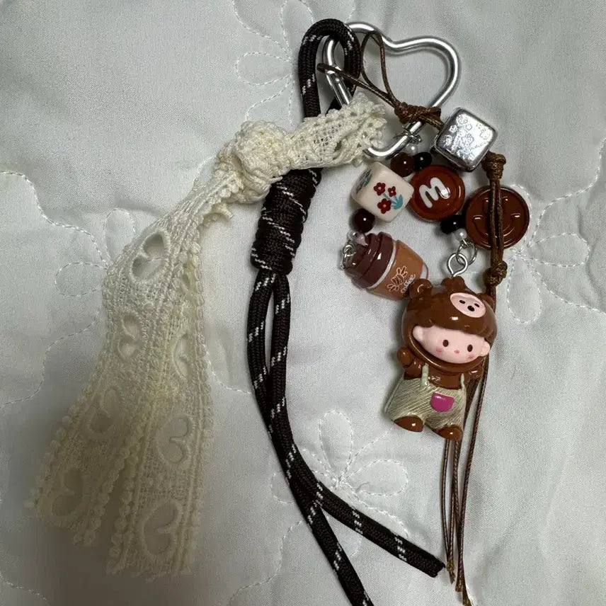[BUNJANG] Teddy Bear Coffee Cup Keyring / 귀여운 곰돌이 키링 핸드폰줄