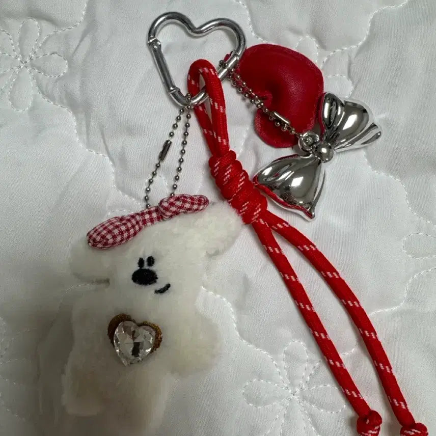 [BUNJANG] Heart/Ribbon/Teddy Bear Bag Charm / 하트/리본/곰돌이 키링 가방고리