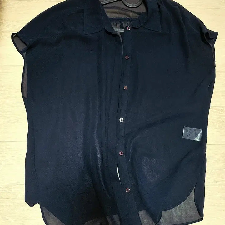 [BUNJANG] JOINUS Navy See-Through Sleeveless Blouse / JOINUS 네이비 시스루 민소매 블라우스