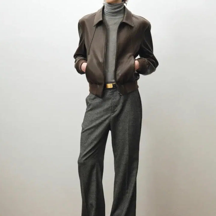 [BUNJANG] Noir Goat Shrunken Leather Blouson / 노이어 고트 슈렁큰 레더 블루종