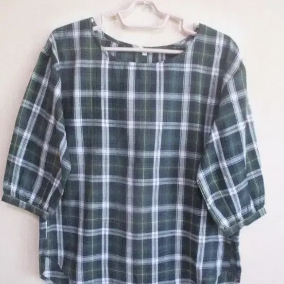 [BUNJANG] Green Check Blouse (New) / 그린 체크 블라우스 (새옷) LL