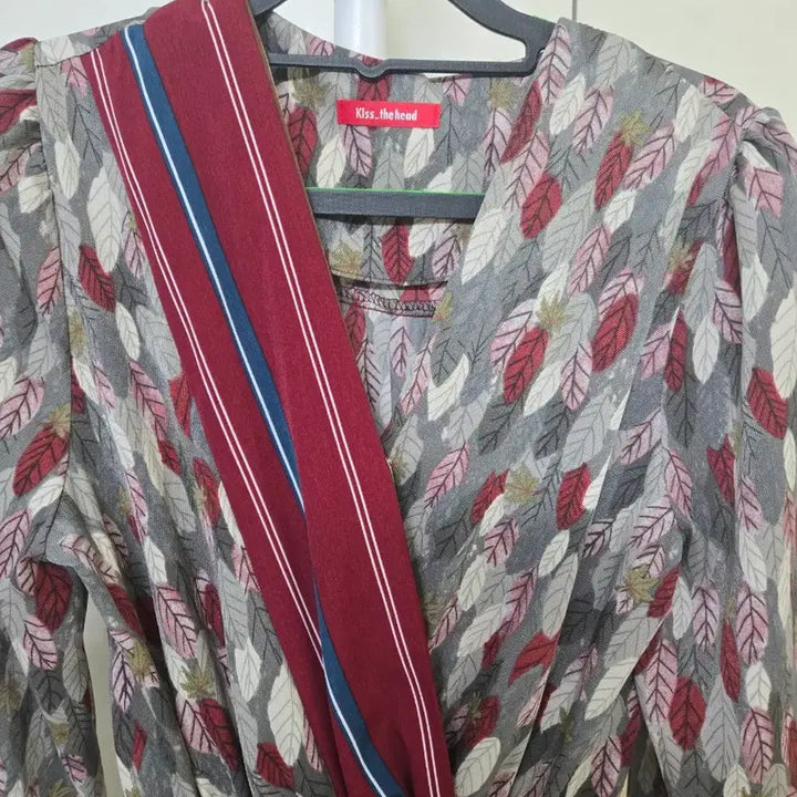 [BUNJANG] Pleated Long Dress Burgundy Stripe / 플리츠 롱 원피스 버건디 스트라이프