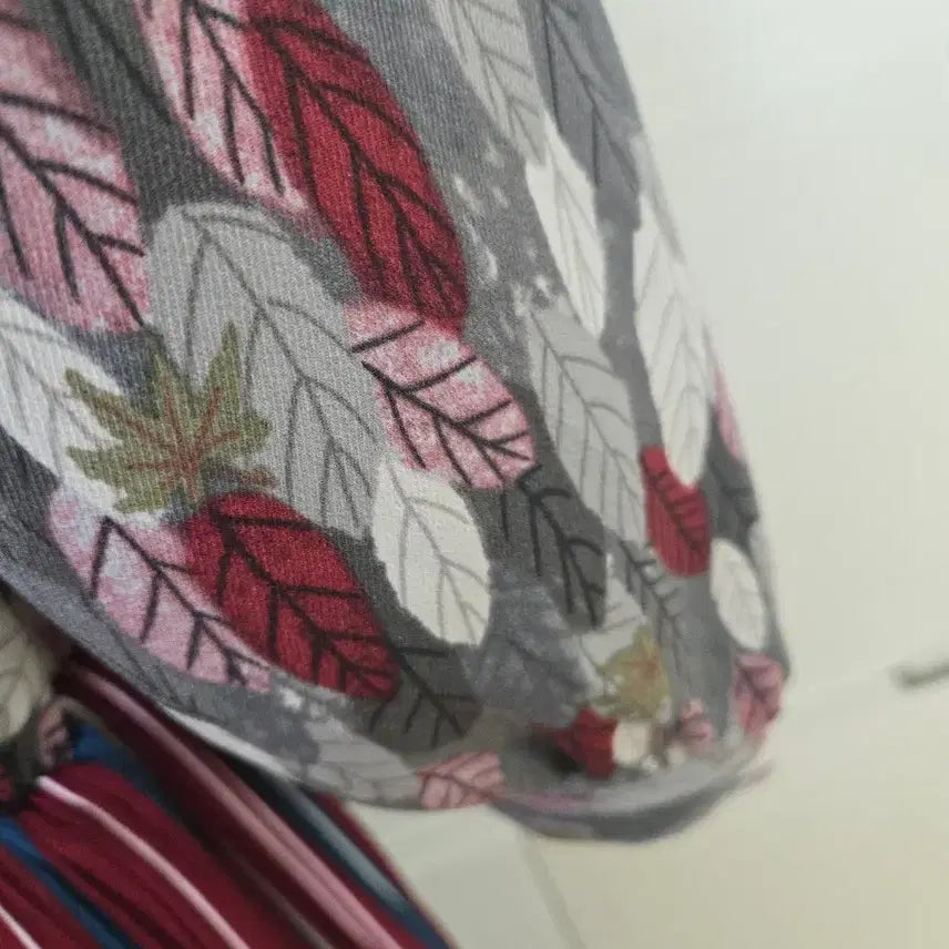 [BUNJANG] Pleated Long Dress Burgundy Stripe / 플리츠 롱 원피스 버건디 스트라이프