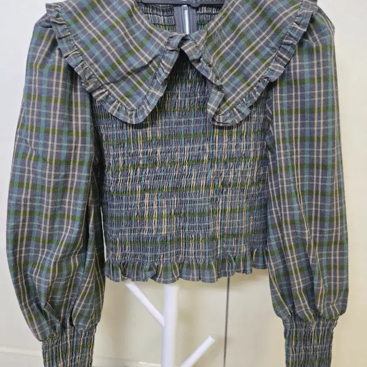 [BUNJANG] ZARA Checked Shirred Blouse / 자라 ZARA 체크 셔링 블라우스