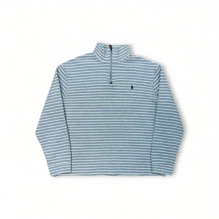 [BUNJANG] Polo Ralph Lauren Striped Henley Sweatshirt / 폴로 랄프로렌 스트라이프 헨리넥 맨투맨