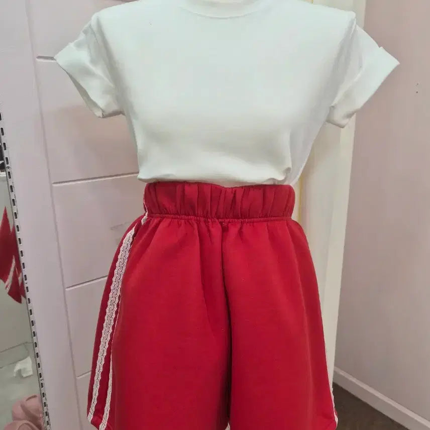 [BUNJANG] High-Waist Lace Trim Shorts / 대전 여성의류 하이웨스트 레이스줄반바지