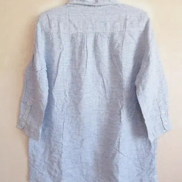 [BUNJANG] 100% Linen Blue Stripe Shirt LL / 블루 스트라이프 / 린넨100 , LL