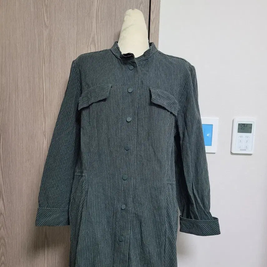 [BUNJANG] Keeis Linen Blend Long Shirt Dress Khaki / 키이스 마소재 롱 셔츠 원피스 카키색