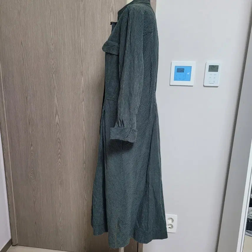 [BUNJANG] Keeis Linen Blend Long Shirt Dress Khaki / 키이스 마소재 롱 셔츠 원피스 카키색