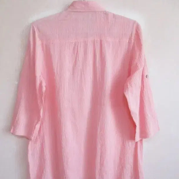 [BUNJANG] Pink 100% Cotton Blouse with Roll-up Sleeves / 택있음) 핑크 면100 블라우스/ 롤업