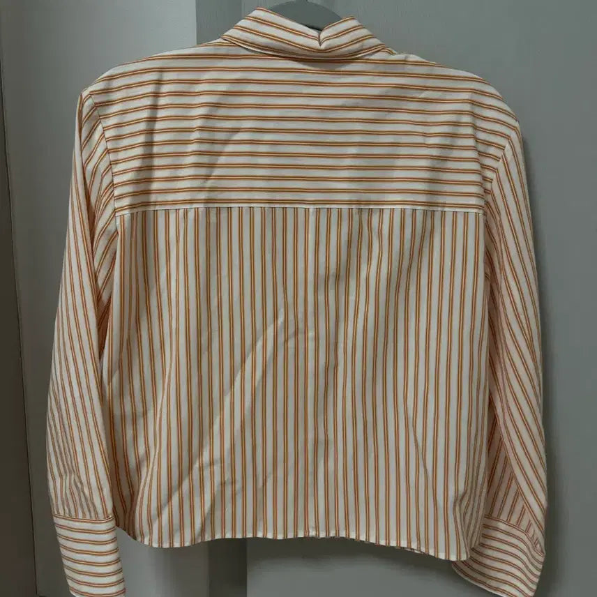 [BUNJANG] Vince Orange Striped Rayon Blouse (XS) / 빈스 오렌지 스트라이프 긴팔 레이온 셔츠 블라우스xs