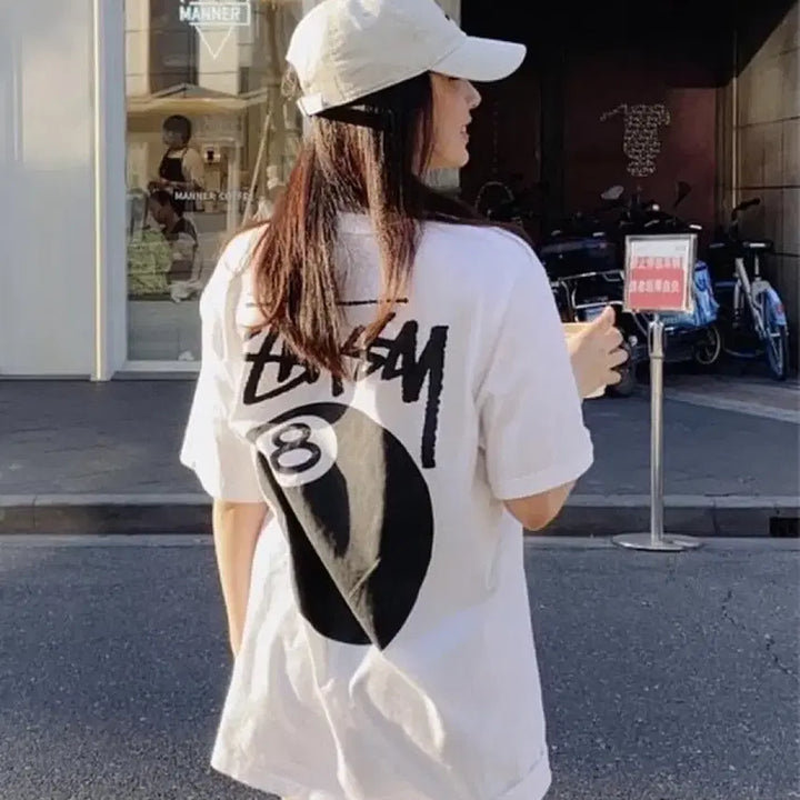 [BUNJANG] Stussy 8 Ball T-shirt Black/White / 스투시 8볼 당구공 반팔 티셔츠 블랙/화이트 미개봉 새상품
