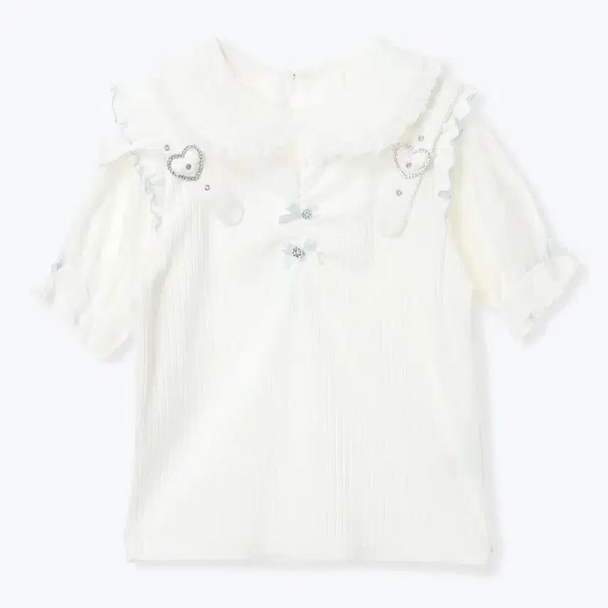 [BUNJANG] No:emi Heart Buckle Lace Cut-Sew Blouse / 노에미 하트버클 레이스 컷소우 블라우스/양산형지뢰계디어마이러브리즈리사걸리