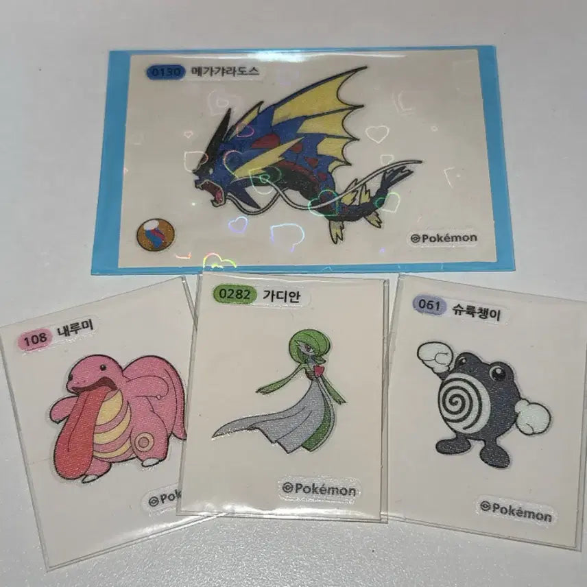 [BUNJANG] Pokemon Mega Gyarados, Gardevoir, Lickitung, and Poliwag Bundle Set / 포켓몬 띠부씰 메가갸라도스 가디안 내루미 슈룩챙이 일괄