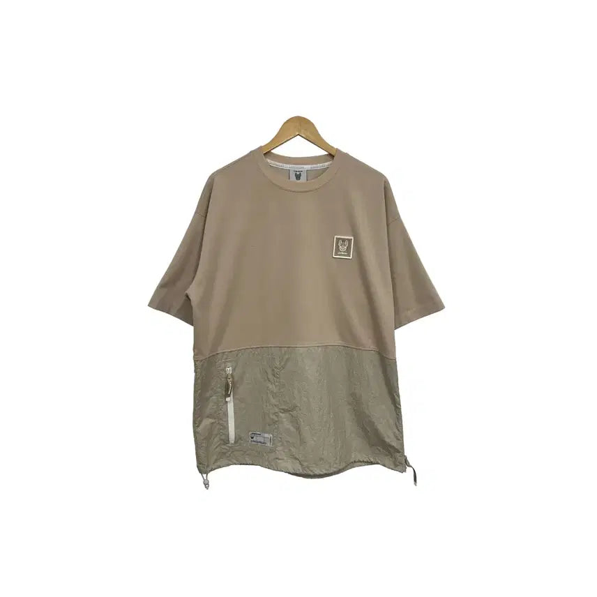 [BUNJANG] Lifework Two-Tone Beige Nylon Cotton Short-Sleeve T-Shirt Size 100 / [100] 라이프워크 투톤 베이지 나일론 코튼 반팔 티셔츠