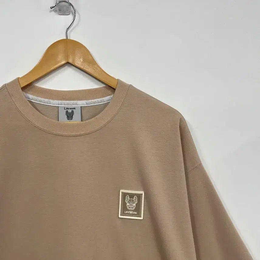 [BUNJANG] Lifework Two-Tone Beige Nylon Cotton Short-Sleeve T-Shirt Size 100 / [100] 라이프워크 투톤 베이지 나일론 코튼 반팔 티셔츠