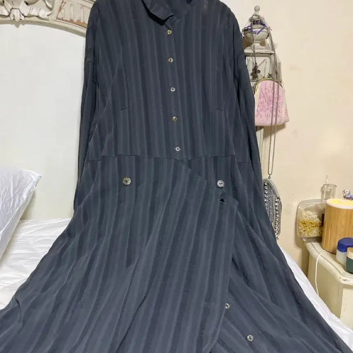 [BUNJANG] Oversized Long Dress / 카키와그레이색감의 박시한 롱원피스