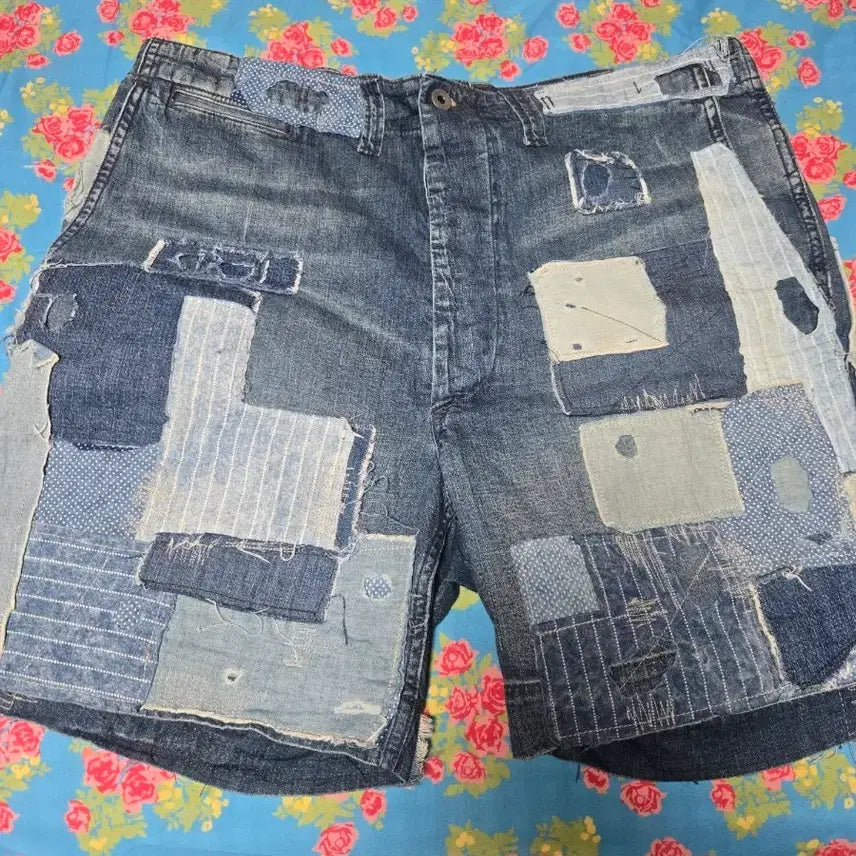 [BUNJANG] Patchwork Denim Shorts / 패치워크 데님 반바지 34
