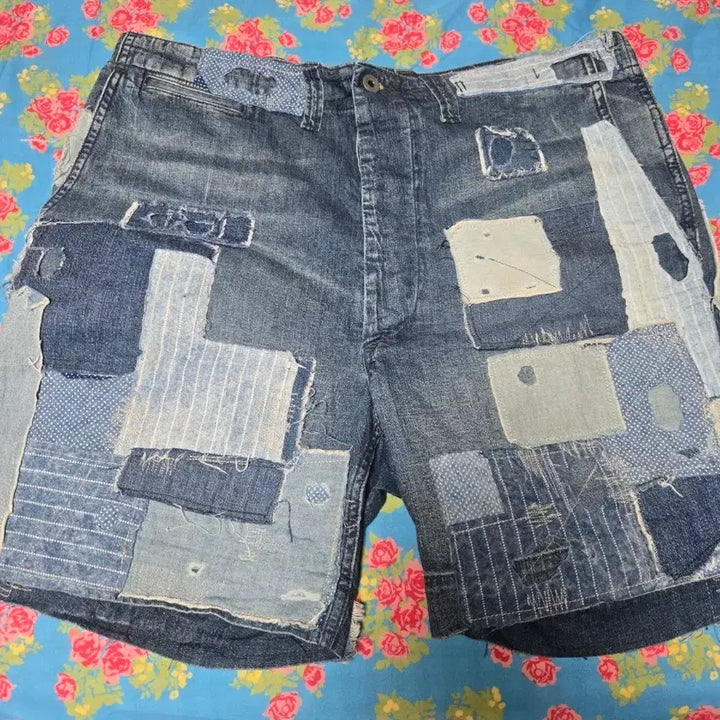 [BUNJANG] Patchwork Denim Shorts / 패치워크 데님 반바지 34