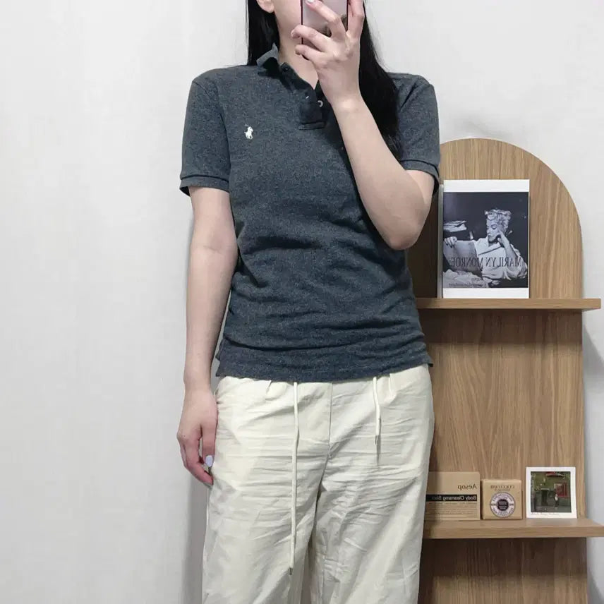 [BUNJANG] Polo Charcoal/White Pony Short Sleeve Polo Shirt / [정품] 폴로 챠콜 / 화이트포니 반팔카라티 [ S ]
