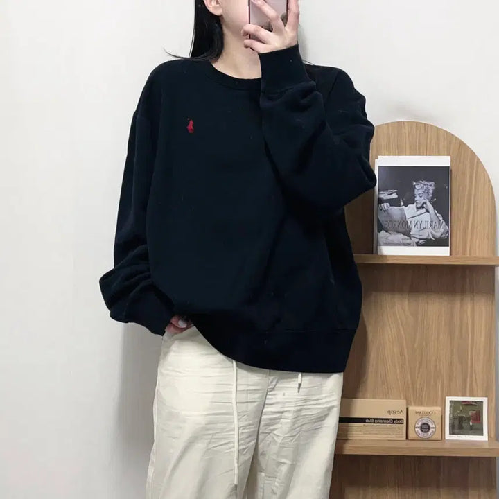 [BUNJANG] Polo Ralph Lauren Black/Red Pony Fleece Sweatshirt (XL) / [정품] 폴로 블랙 / 레드포니 기모 맨투맨 [ XL ]