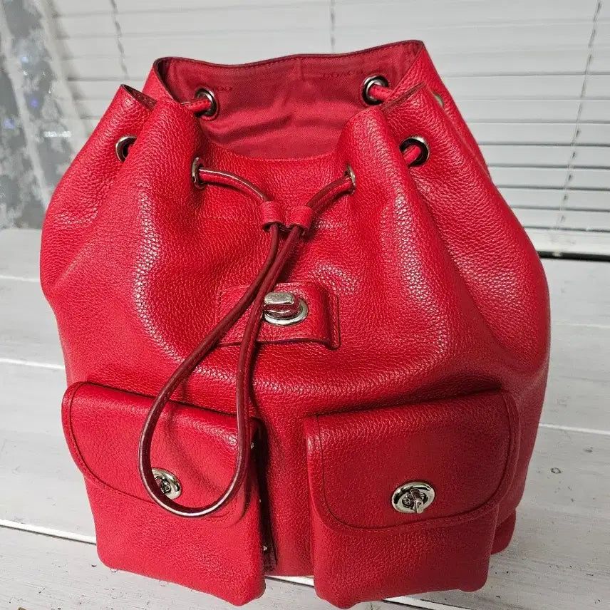 [BUNJANG] Coach Leather Backpack Red / 코치 가죽 백팩 레드(정품)