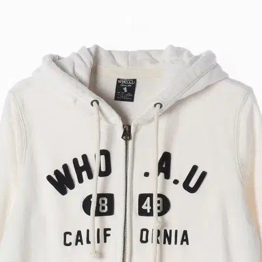 [BUNJANG] WHO.A.U White Lettering Hoodie Zip-Up L / 후아유 화이트 레터링 후드집업 L