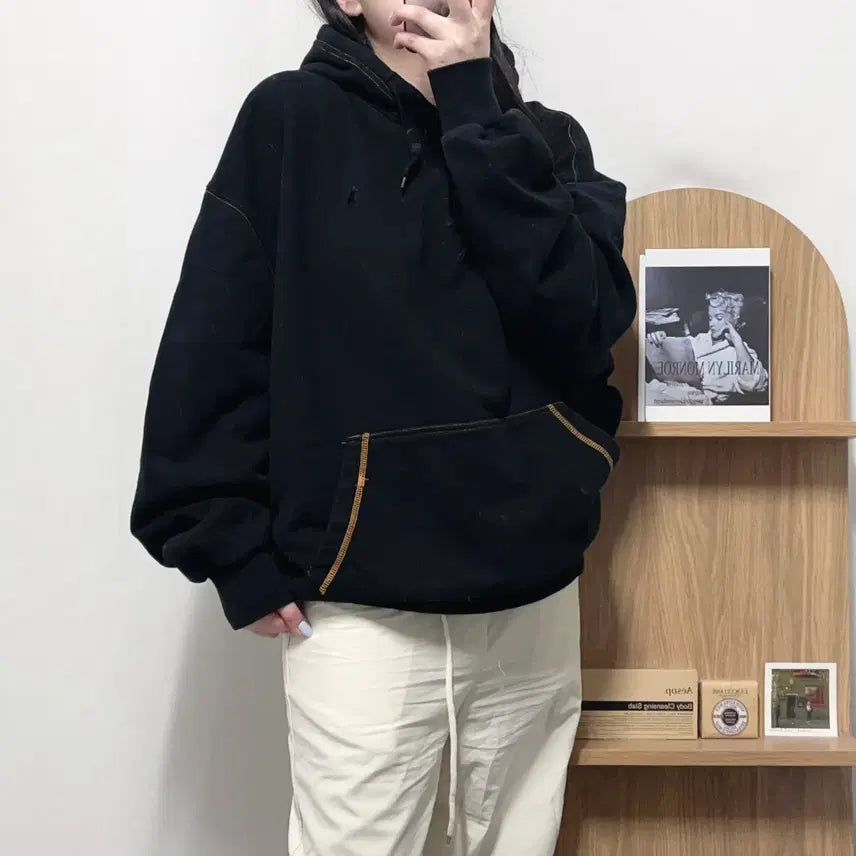 [BUNJANG] Polo Black Pony Stitch Hoodie [XL] / [정품] 폴로 블랙 / 블랙포니 스티치 후드티 [ XL ]