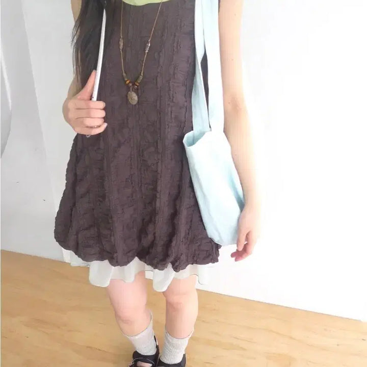 [BUNJANG] Hippiedipi Balloon Layered Mini Dress / 지그재그 에이블리 히피디피 벌룬 레이어드 미니원피스 (새상품)