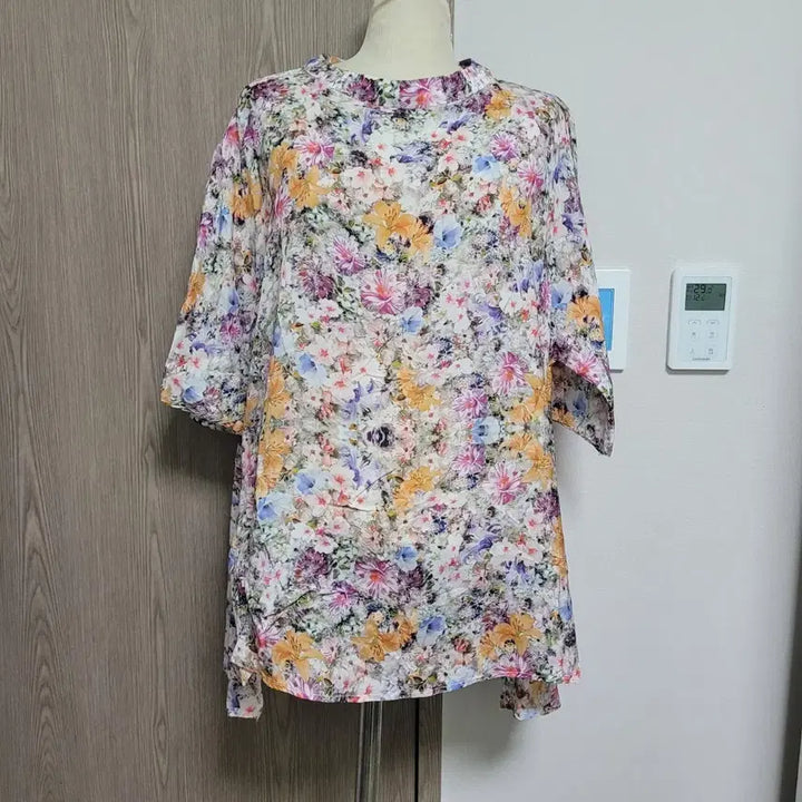 [BUNJANG] Rayon Flower Pattern Short Sleeve Blouse / 인견 플라워 패턴 반팔 블라우스