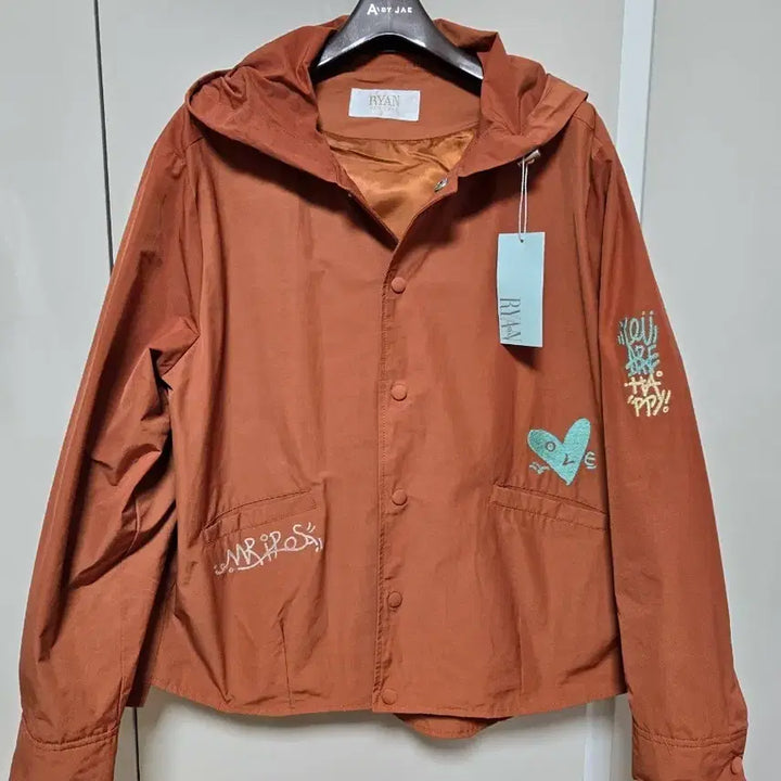 [BUNJANG] Rian Embroidered Hooded Jumper Orange Brown / 리안 자수후드점퍼 66  새제품
