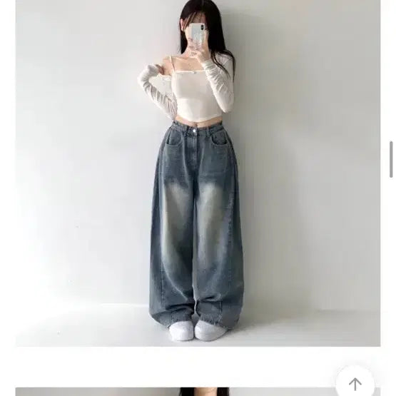 [BUNJANG] Jasmine Bell Balloon Fit Wide Denim Pants Short / 에이블리 자스민벨 벌룬핏 와이드 데님 팬츠 숏s