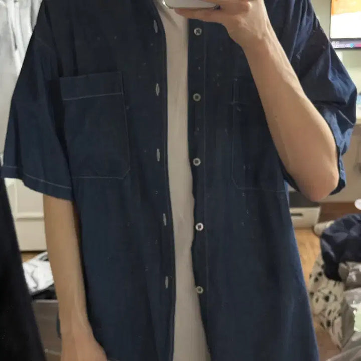 [BUNJANG] Another Office Writer Shirt Indigo / [1] 어나더오피스 라이터 셔츠 인디고